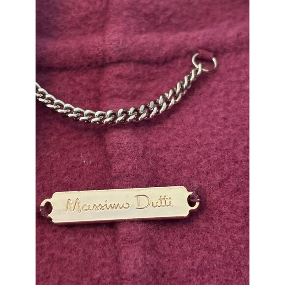 Massimo Dutti Womens Burgundy Wool Blend Long Coat Open Front Size M Side Pocket - Picture 4 of 11